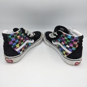 Vans high top rainbow checkerboard shoes kids size 1.5